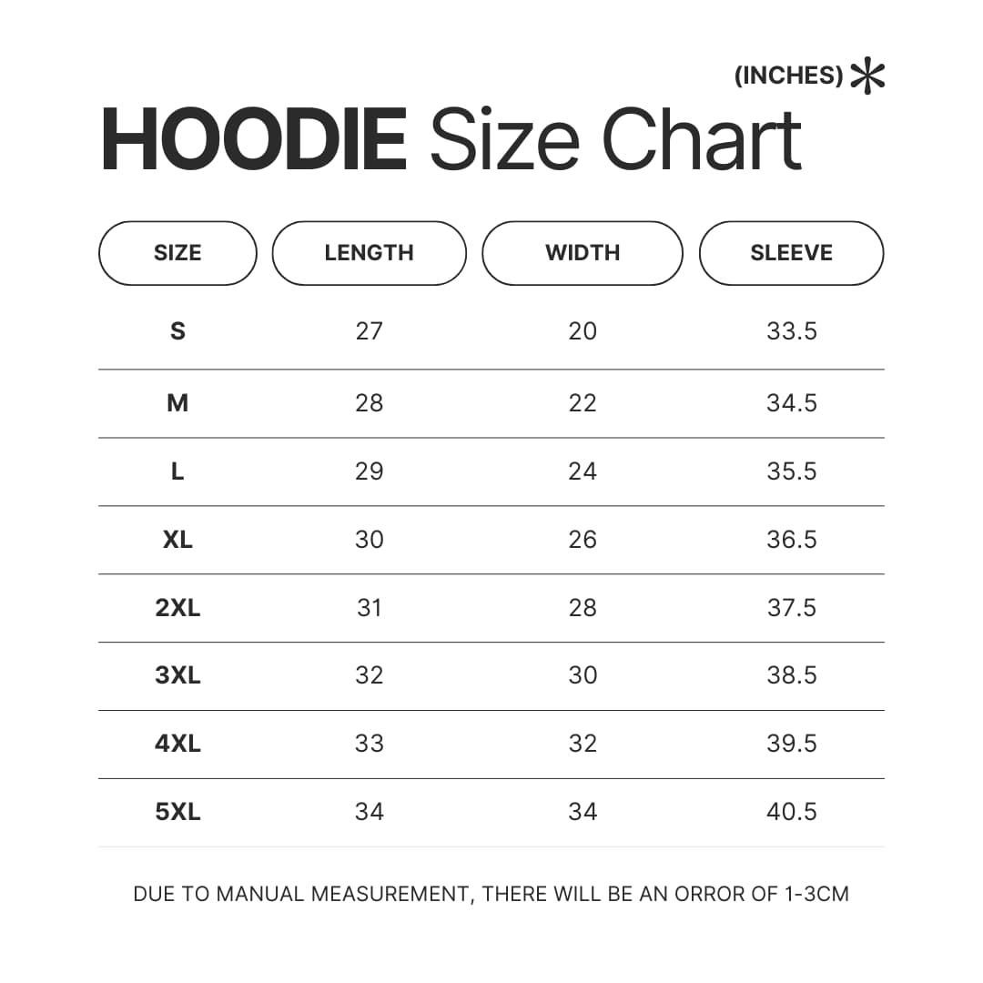 Hoodie Size Chart - Xenoblade Chronicles Shop